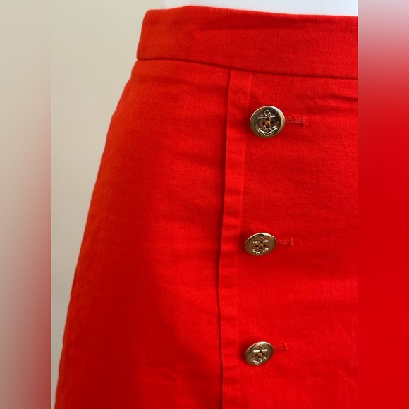 J Crew Red With Gold Sailor Buttons Sz 12. High waist. Zipper In Back. - Picture 3 of 10